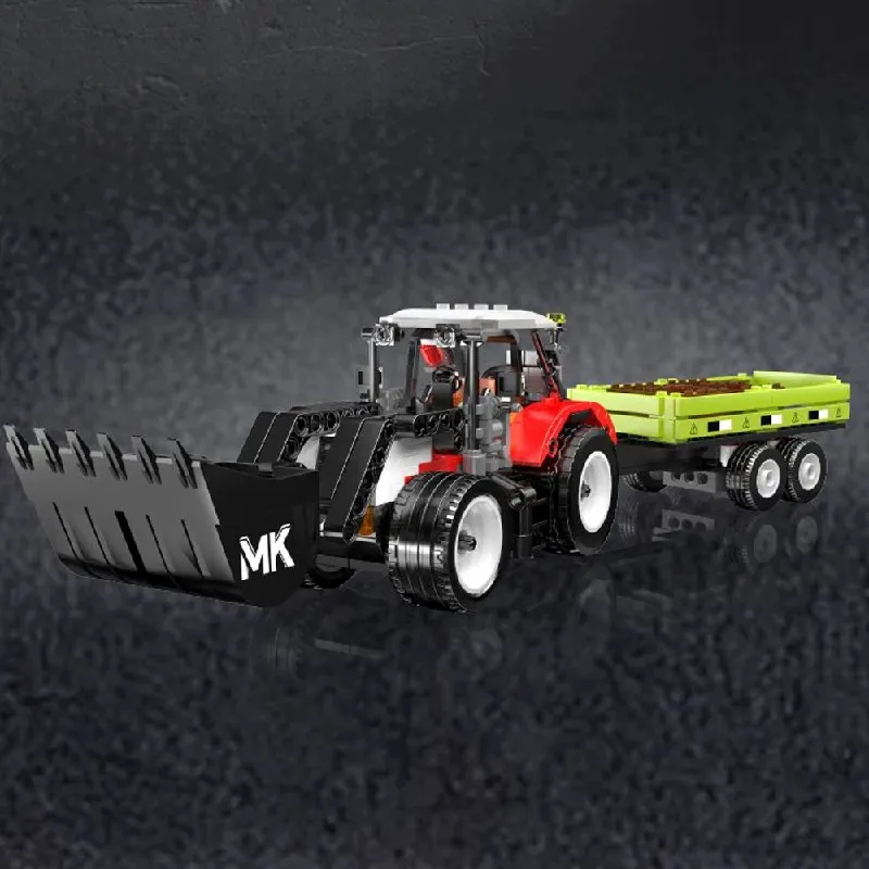 2in1 휠 로더 농업용 트레일러 빌딩 블록 기술 트랙터 조립 브릭 모델 키트 장난감 성인 어린이 선물 504PCS