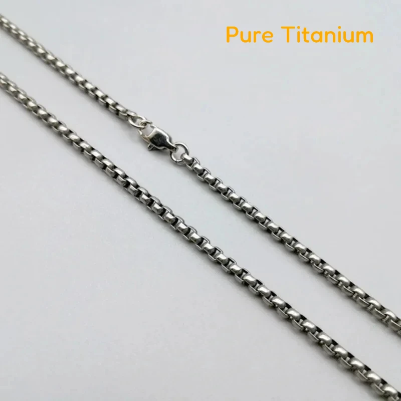 

Fashion TA1 Pure Titanium Square Box Chain Necklace 3mm Men Women Unisex NO Allergic Skin Care Health Titanium Link Necklaces