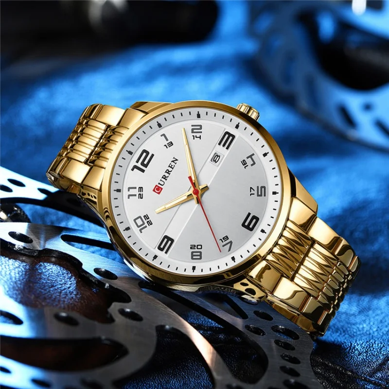 CURREN 8411 Business Men's Quartz Watch Elegant Stainless Steel Simple Clock Calendar Luminous Multifunction Casual Watches Male