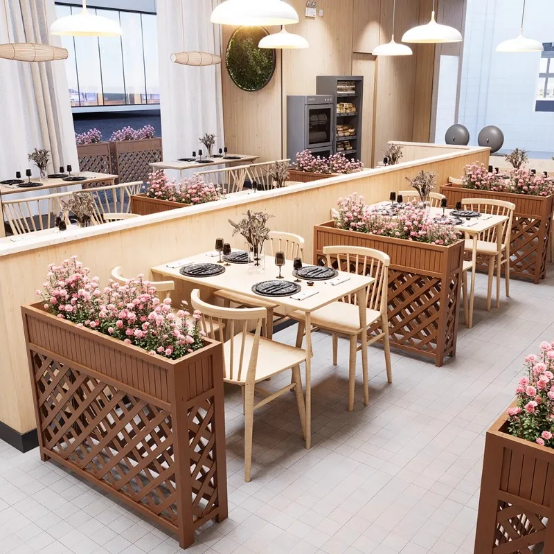 Outdoor flower box planting box flower stand preservative wood fence restaurant partition fence garden screen wall flower pot fr