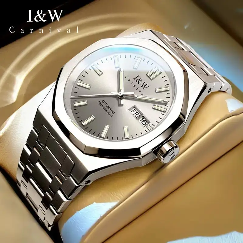 

Carnival High-end Series I&W Brand Luxury Sapphire Mechanical Watch Men 316L Steel Waterproof Imported Movement Automatic Watch