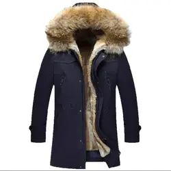 2025 new arrival winter high quality warm rabbit fur liner hooded blue jacket men,raccoon fur collar winter warm coat men