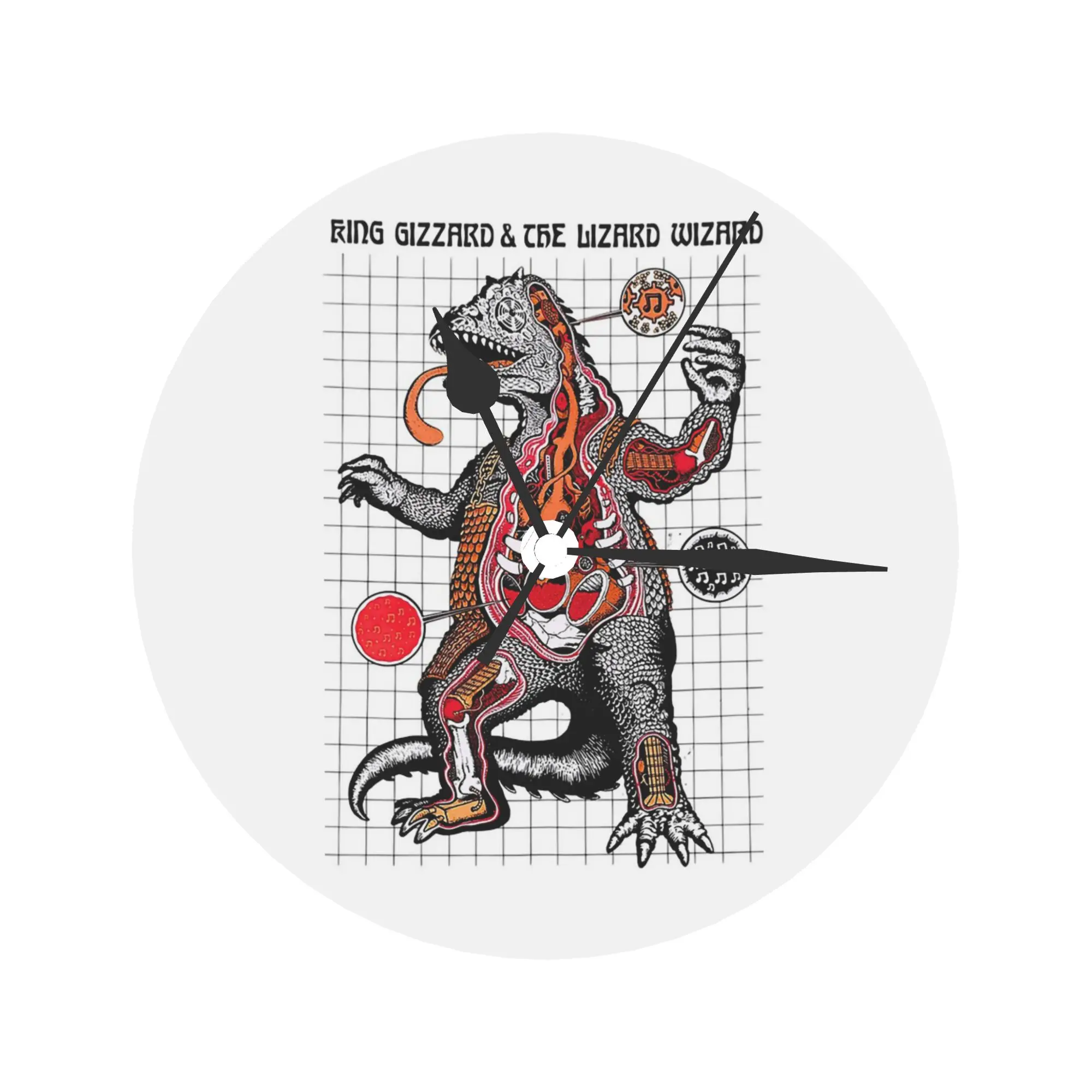 Chunky Shrapnel King Gizzard And The Lizard Wizard Rock Band Wall Clock Room Decoration Silent Round Clock for Bedroom Living