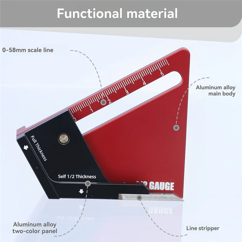ABNO-Half Centered Marking Gauge Center Marking Gauge Wood Woodworking Trimmer Adjustment
