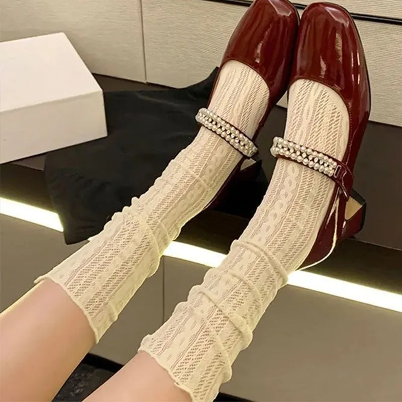 النساء الحلو الدانتيل قصيرة الصيف الجوارب اليابانية لطيف خمر الجوف خارج القطن لينة لوليتا نمط Kawaii Sockings جوارب عالية الجودة