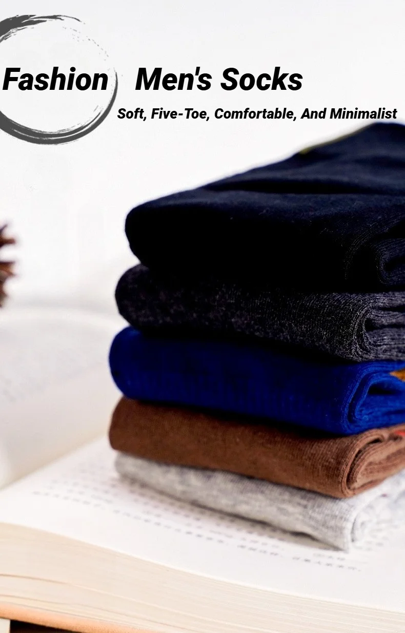 5 Paar Herren-Freizeitsocken aus Baumwolle mit fünf Zehen, atmungsaktiv, sportlich, weich, hochwertig, mit geteilten Zehen, für Herren, Wandern, Basketball, Laufen – Detail 1
