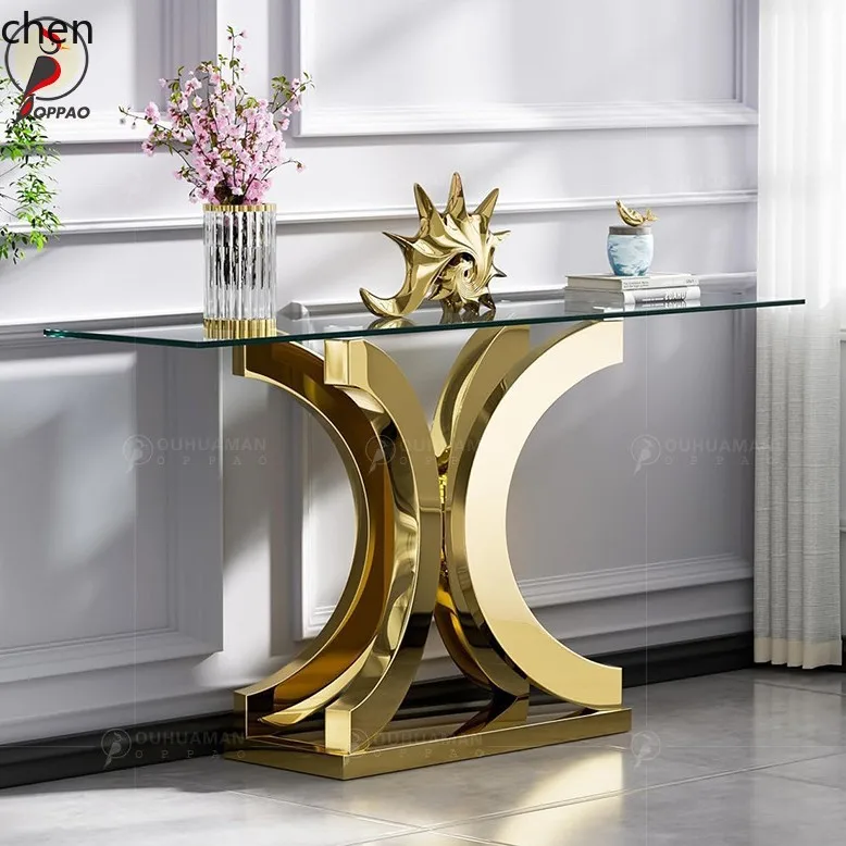PYH Rock Slab Entryway Table Wall-Mounted Modern Minimalist Semi-Circular Console Table Decorative Entryway Table