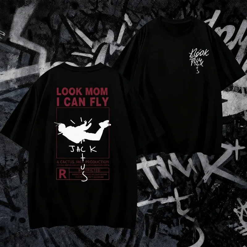 

2025 Summer Groovy Travis Scott Shirt Travis Scott Laflame Inspirational Travis Scott LaFlame 100% Pure Cotton Printed T-shirt