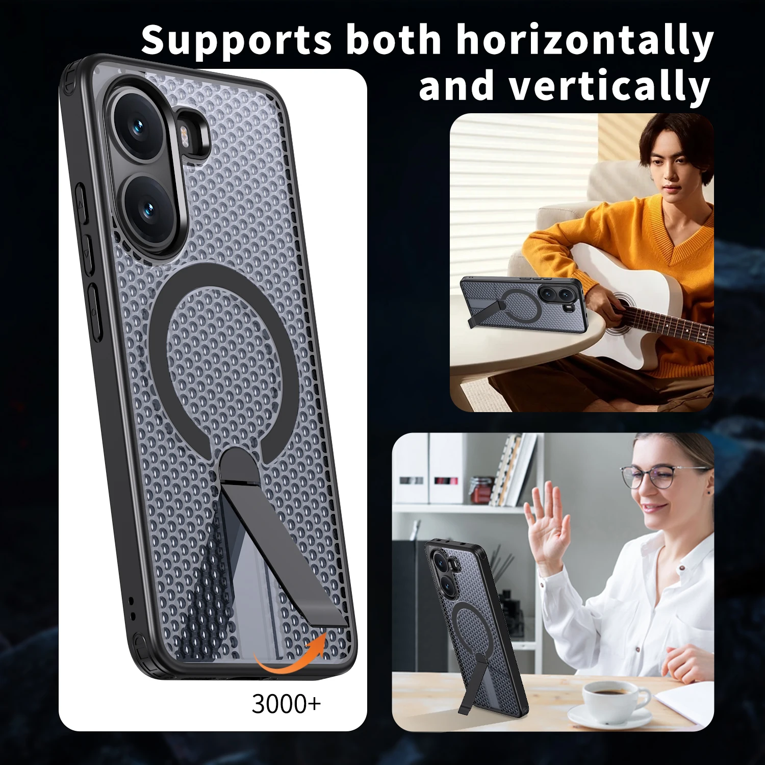 TPU+PC N52 Magnetic Armor Phone Case for Xiaomi Poco X8 Pro Max F7 F8 M8 Pro Honeycomb Cooling Metal Bracket Anti-drop Cover view 5