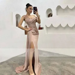 Arab Prom Dresses for Women Sleeveless Floor-Length Lace Appliques Mermaid Formal Evening Dress Long Wedding Party Gown