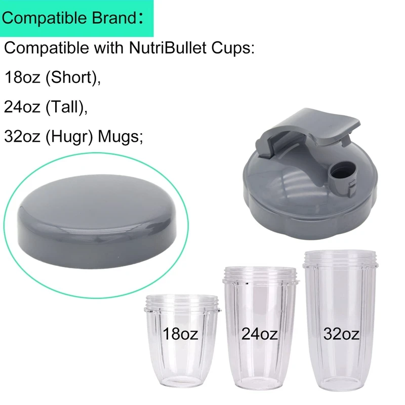 Blender Cups Flat Lid And Flip Top To-Go Lid Replacement Parts Compatible For Nutribullet Blender Juicer 600W 900W