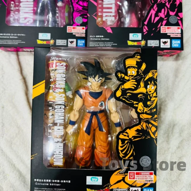 Genuine 100% Bandai Dragon Ball Sh Figuarts Son Goku Son Gohan Kid Jiren Trunks Shf Sdcc Exclusive Edition Action Figures Collec