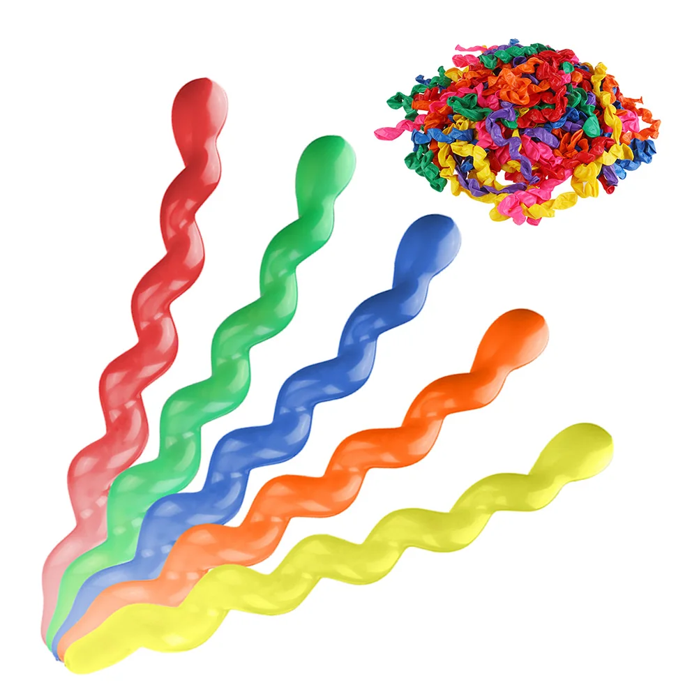 

100Pcs Spiral Balloons Thick Natural Latex Easy to Blow Long Spiral Balloons Birthday Festival Decorations Mix Color