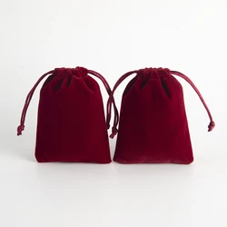 5Pcs Bulk Wine Red Velvet Drawstring Packaging Bag New Year Birthday Party Gift Display Wedding Jewelry Accessory Storage Pouch
