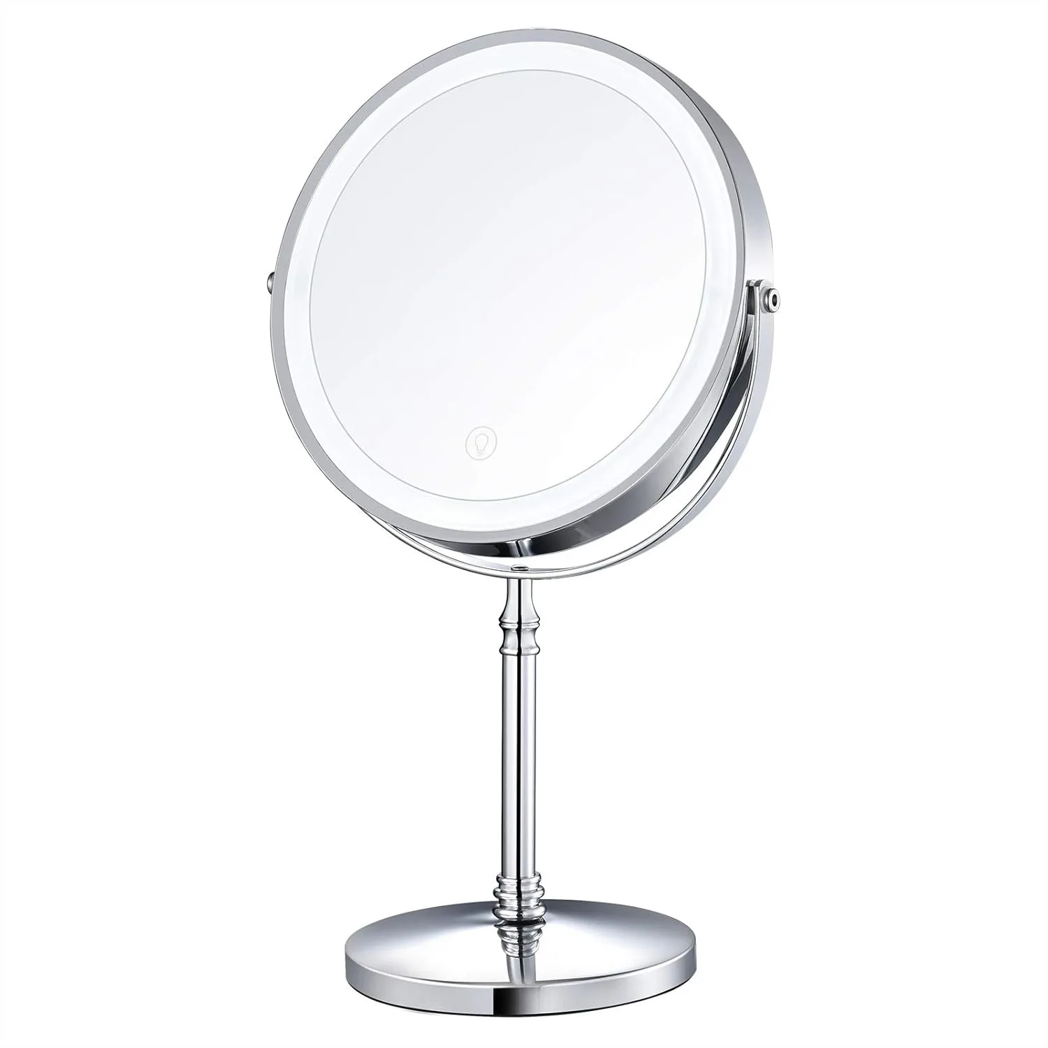 

8 Inch Lighted Makeup Mirror 10X Magnification Double Sided Dimmable Rechargeable Cordless Vanity Mirror With Lights For Travel