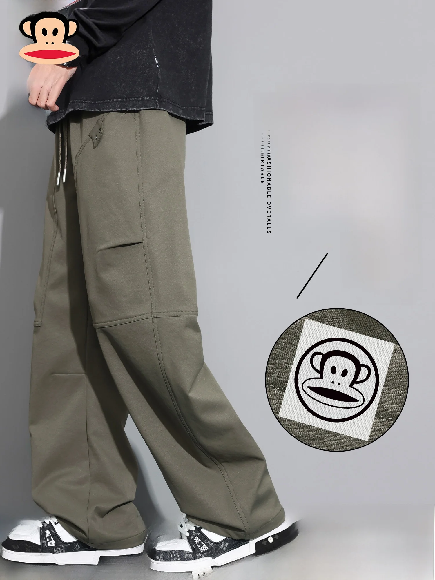 

Мужские повседневные брюки Paul Frank в стиле ретро, свободного прямого кроя, весна 2026, рабочие брюки-карго, удобные, свободные, прямые штанины