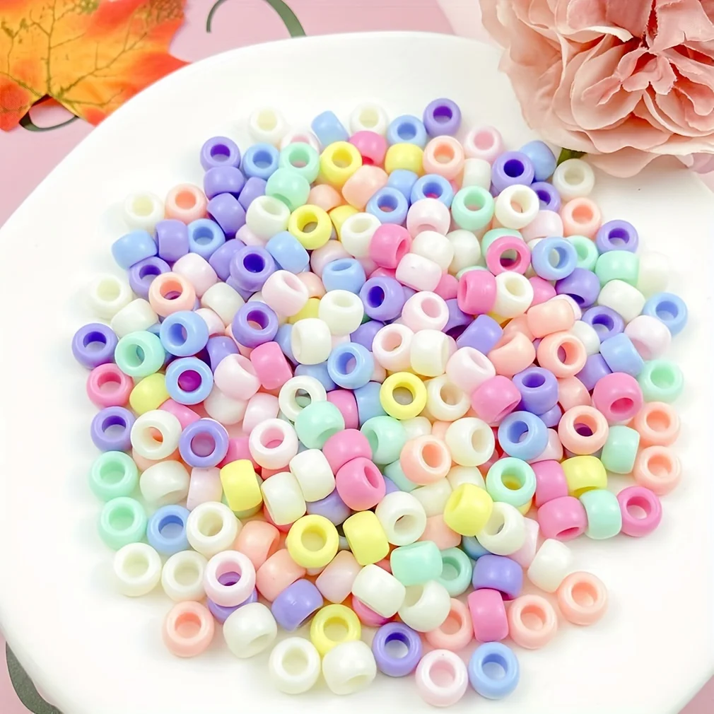500 Pcs Kandi Beads Large Hole Plastic | DIY Kandi Bracelets Cuffs, Rainbow Pony Beads for Crafts, Phone Chains​