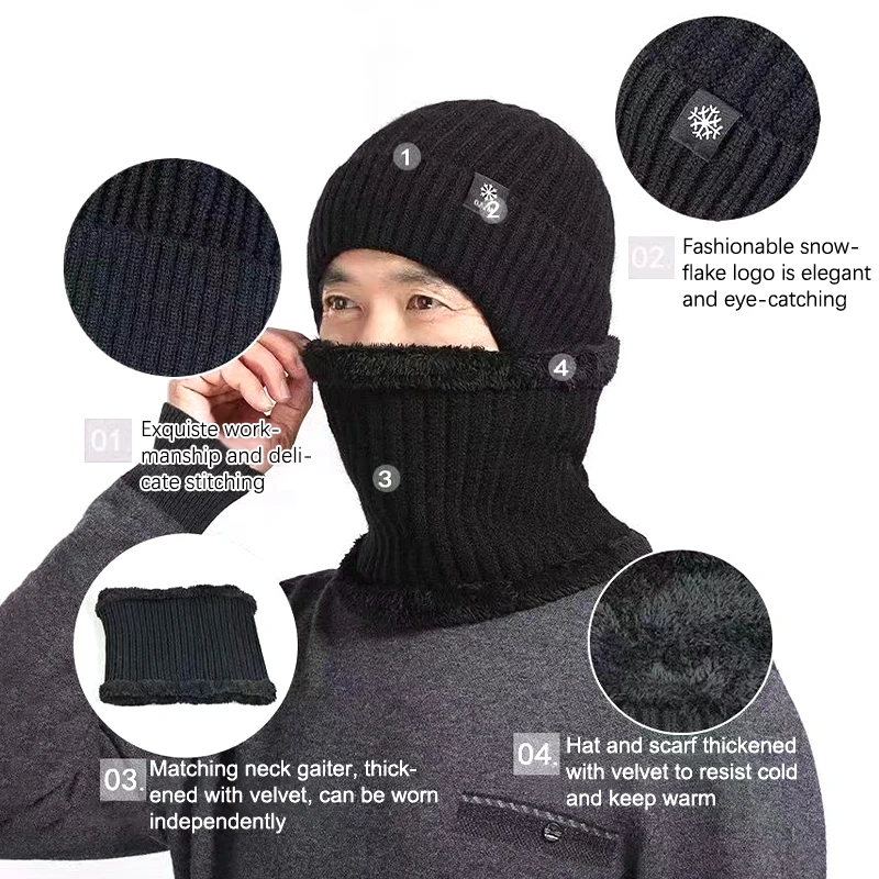 Fashion Winter Warm Hats For Men Outdoor Riding Hat Anti-cold Warm Thickening Cap Windproof Ear Protection Elderly Hat Gifts