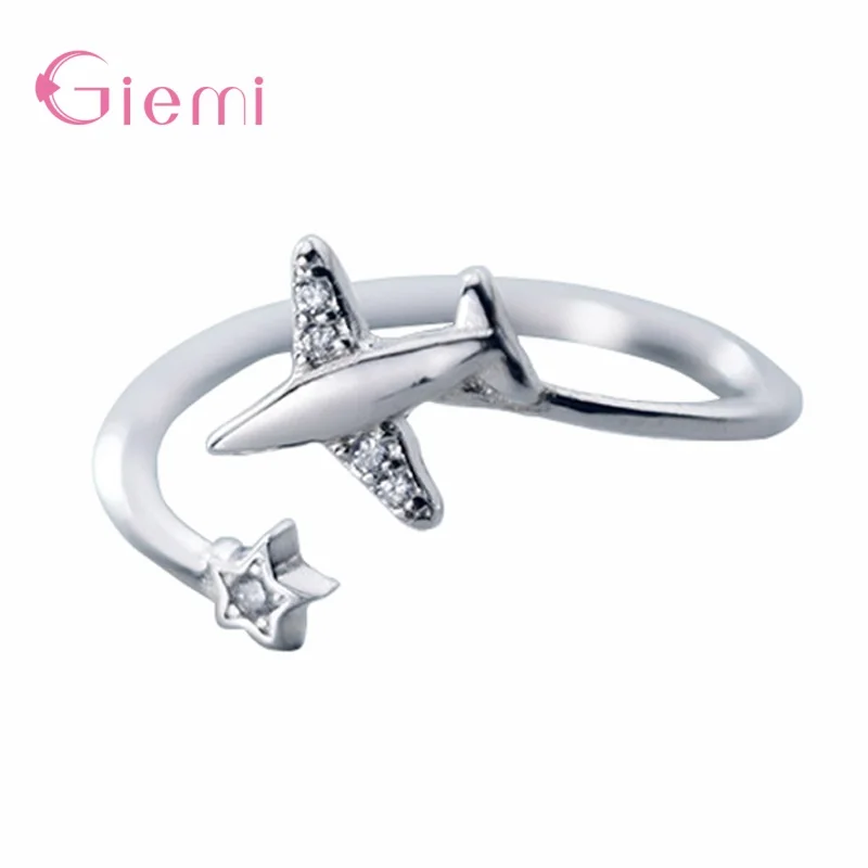 Cute Simple 925 Sterling Silver Jewelry Bracelet Female Crystal Aircraft Airplane Bracelet Temperament Hand Jewelry Gift Women