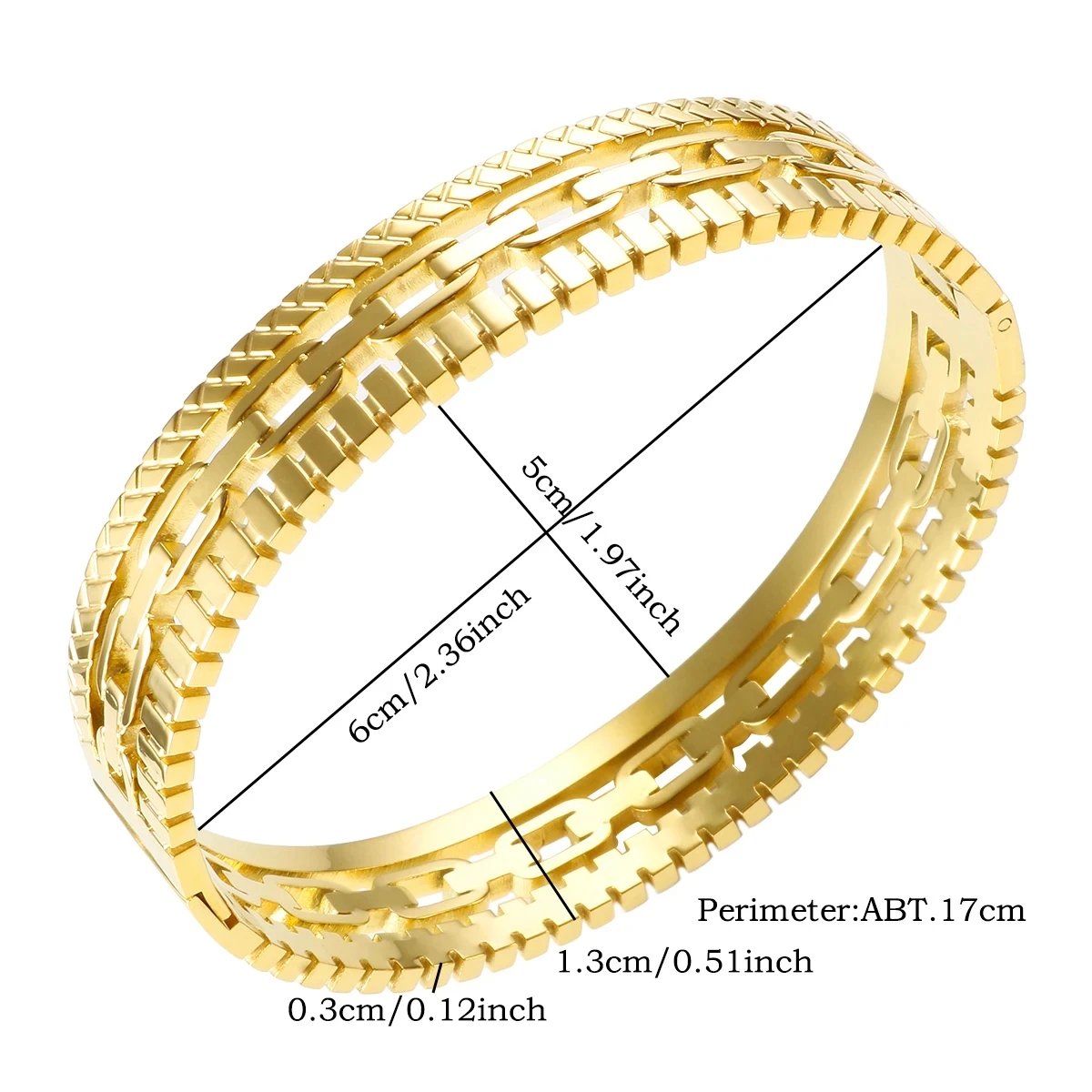 Chunky Layered Stainless Steel Bangles Bracelet for Women Gold Plated geometric figure Wide Cuff Bracelet Waterproof Jewelry