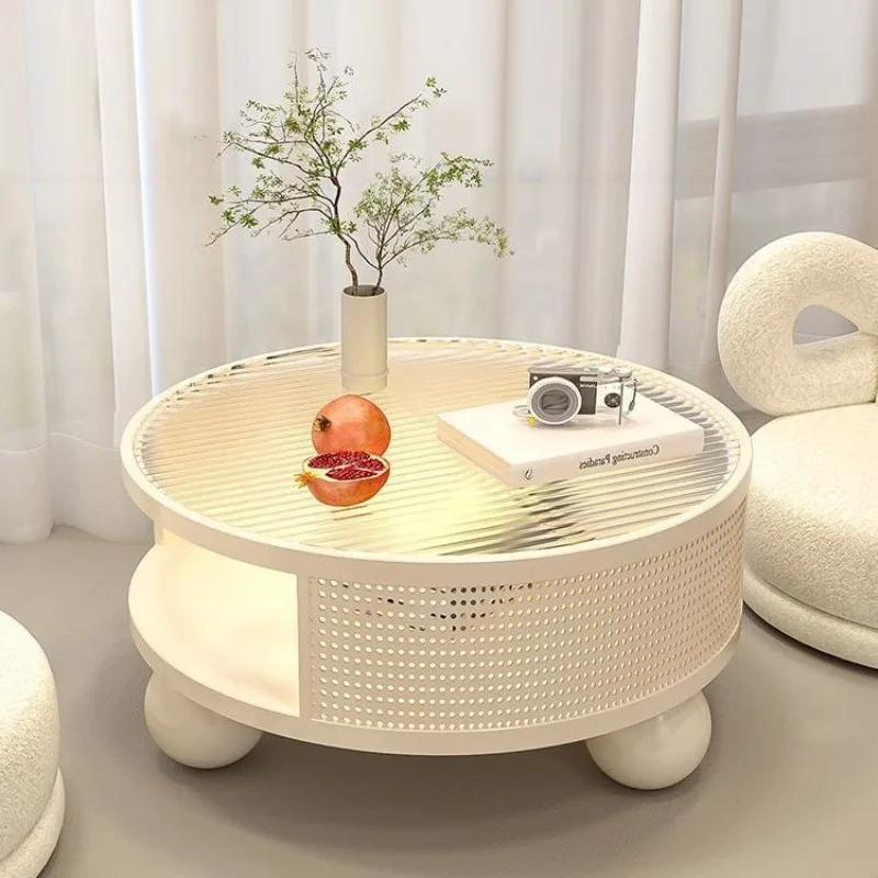 Cream wind round bay window table, simple and modern new light luxury bay window table, balcony, round small coffee table home
