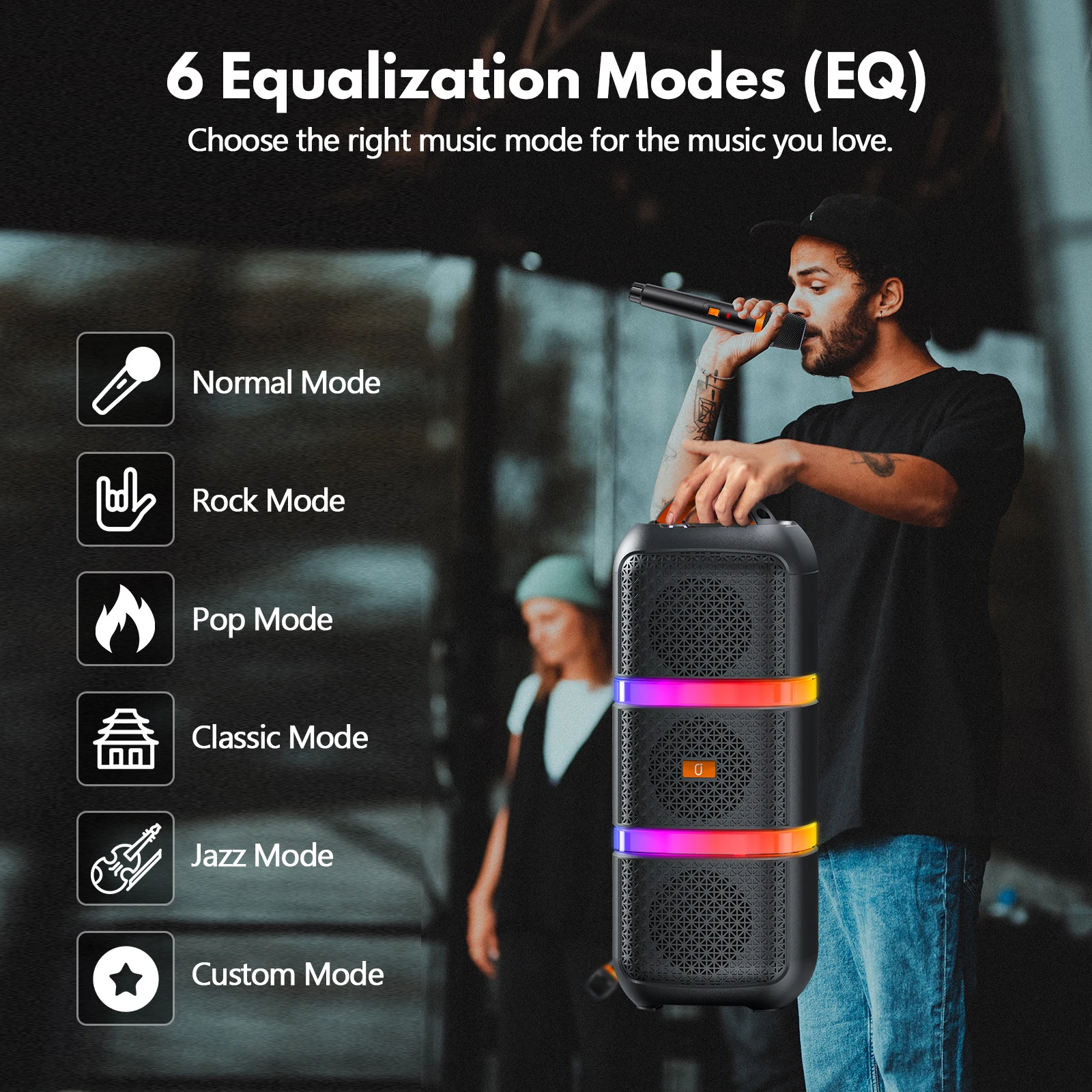 Беспроводные микрофоны FanFun 2 серии T19-T Караоке-машина с регулировкой высоких/низвых частот, беспроводная система PA, 8 звуковых эффектов