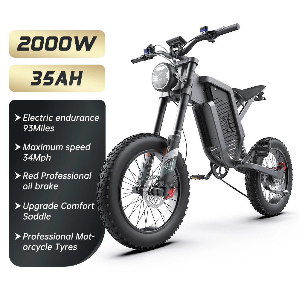 EKX X21 Electric Motorcycles 2000W Brushless Gearless Motors 48V35AH Lithium Battery Speed 55Kmh Adult Off Road MTB Ebike