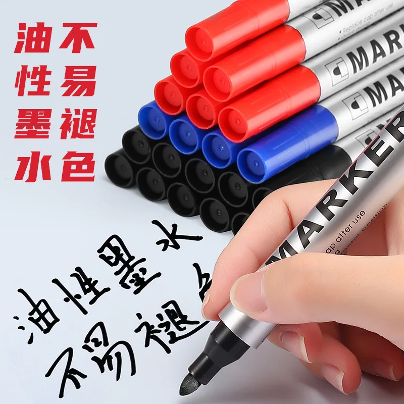 

20pcs Black Blue Red Oil Marker Pen Alcohol High Capacity Quick Drying Waterproof Plastic, Ceramic Tiles, Glass Multifunctional