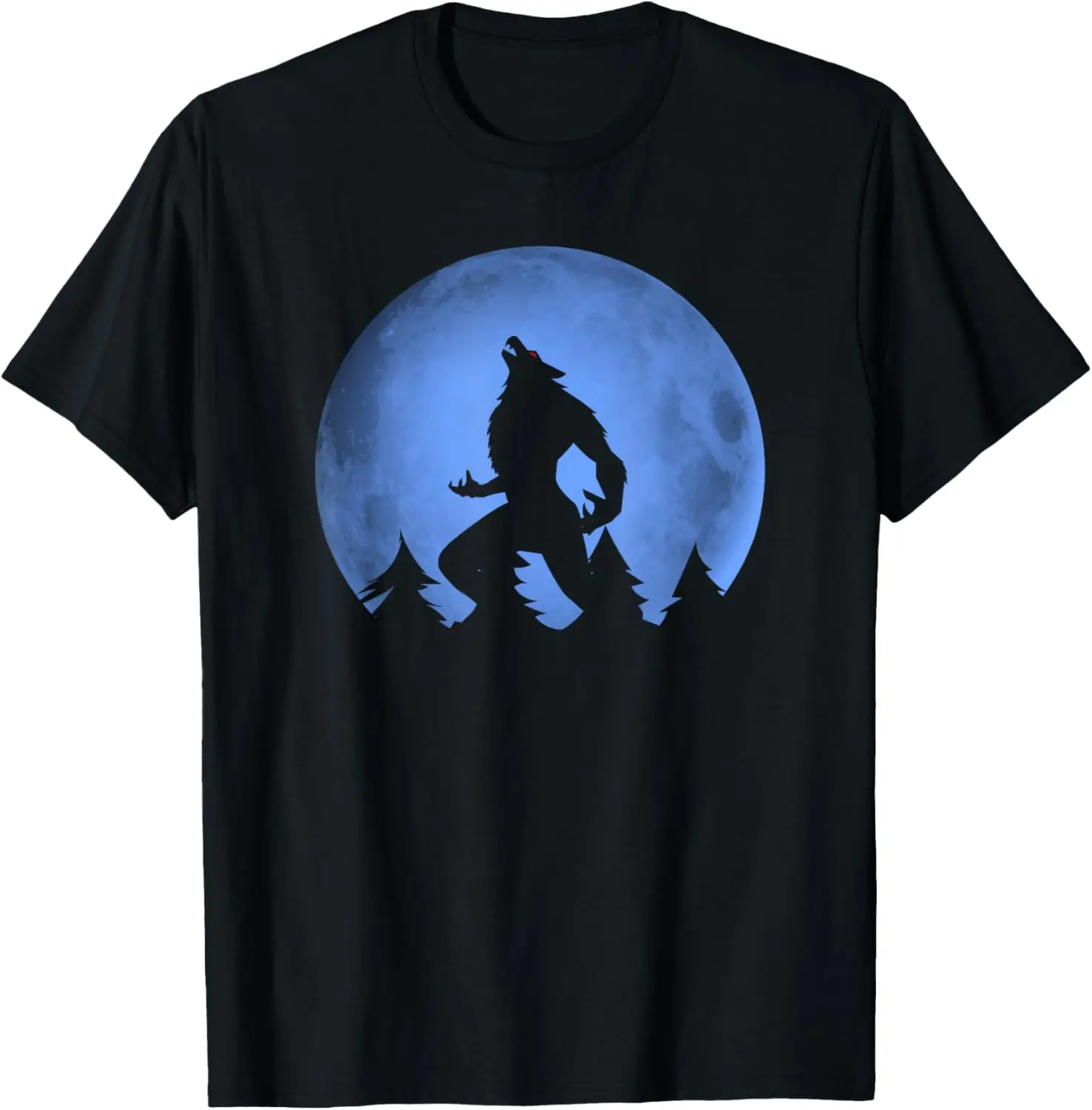 Werewolf Blue Moon Wolf Full Moon on Halloween Costume Scary T-Shirt