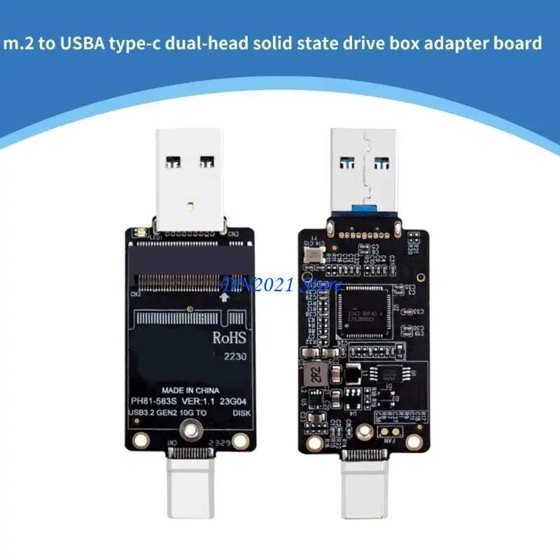 

F3KE M.2 to USB A Type C SSD Enclosure Adapter M.2 NVME Enclosure Interposer Board JMS583 Chip 10Gbps Support 2230 SSD