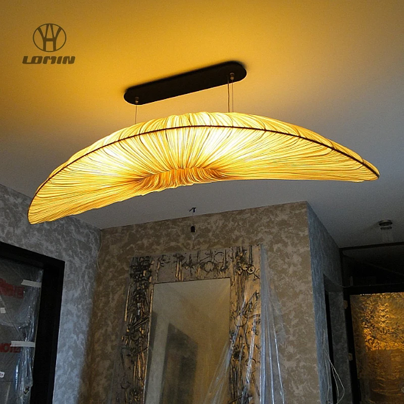 Nordic Minimalist LED Ceiling Pendant Lamp Wabi Sabi Fabric Light Bar for Dining Table Home Decor Hanging Lustre Fixtures