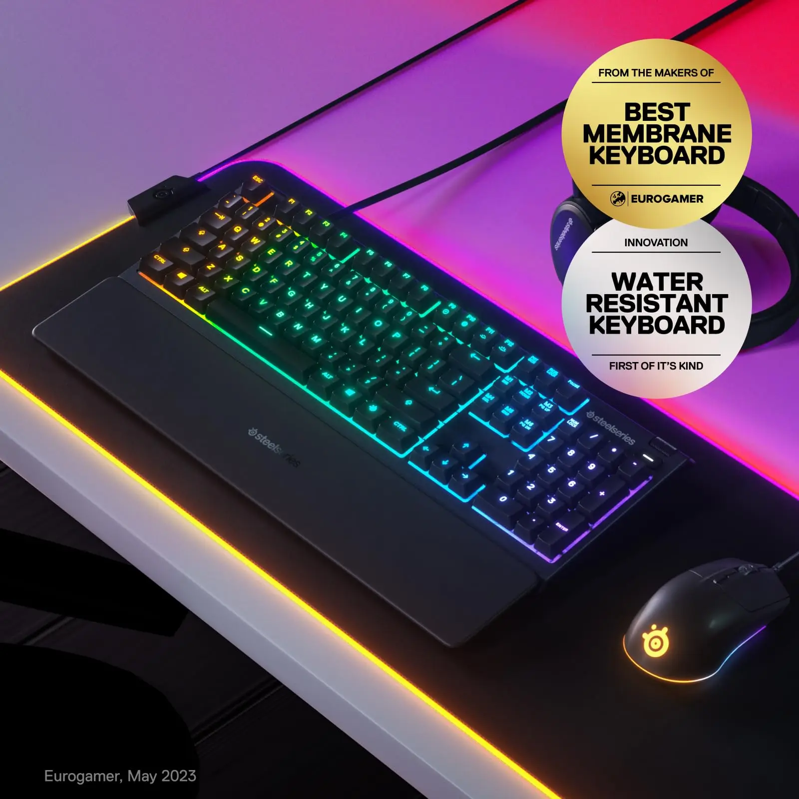 New original SteelSeries Apex 3 RGB Wired Gaming Keyboard 10-Zone RGB Illumination Water Resistant  Premium Magnetic Wrist Rest