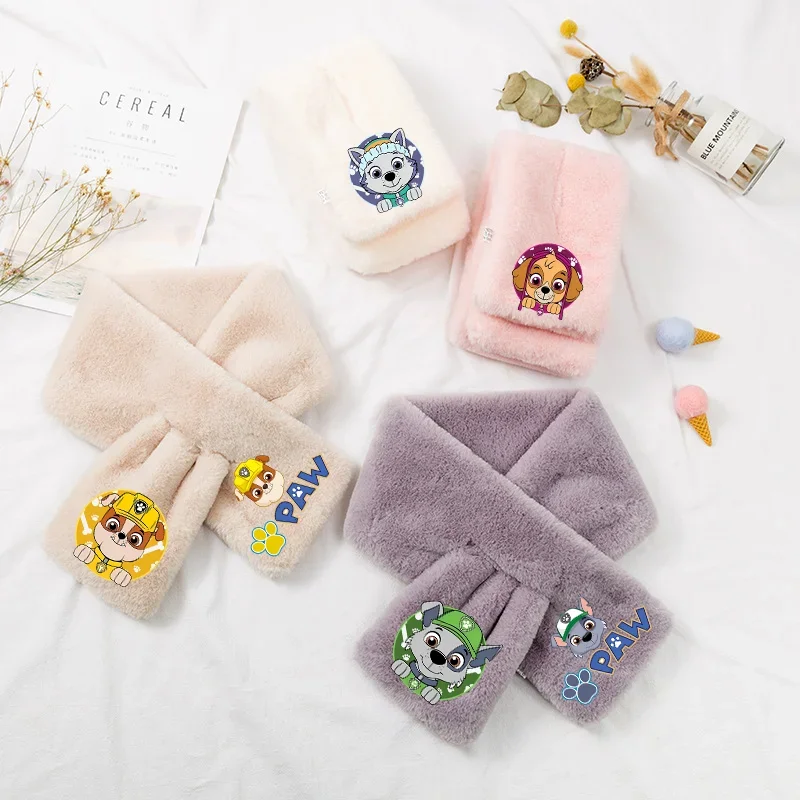 PAW Patrol Scarf Cartoon Printing Cute Plush Wrap Winter Warmth Anime Birthday Christmas Party Gifts Fashion Kawaii Neckerchief