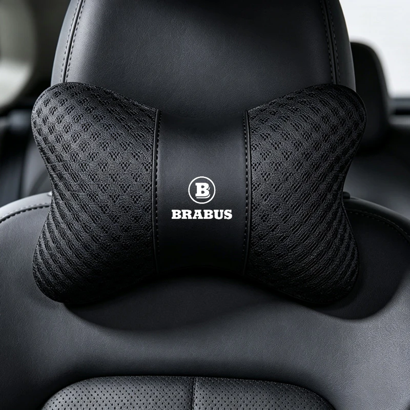 1 Stück Auto-Kopfstütze aus Memory-Schaum mit Auto-Logo Nackenkissen für Brabus W463 G500 G350 G63 G65 W204 W205 W213 W253 W254 G GLC