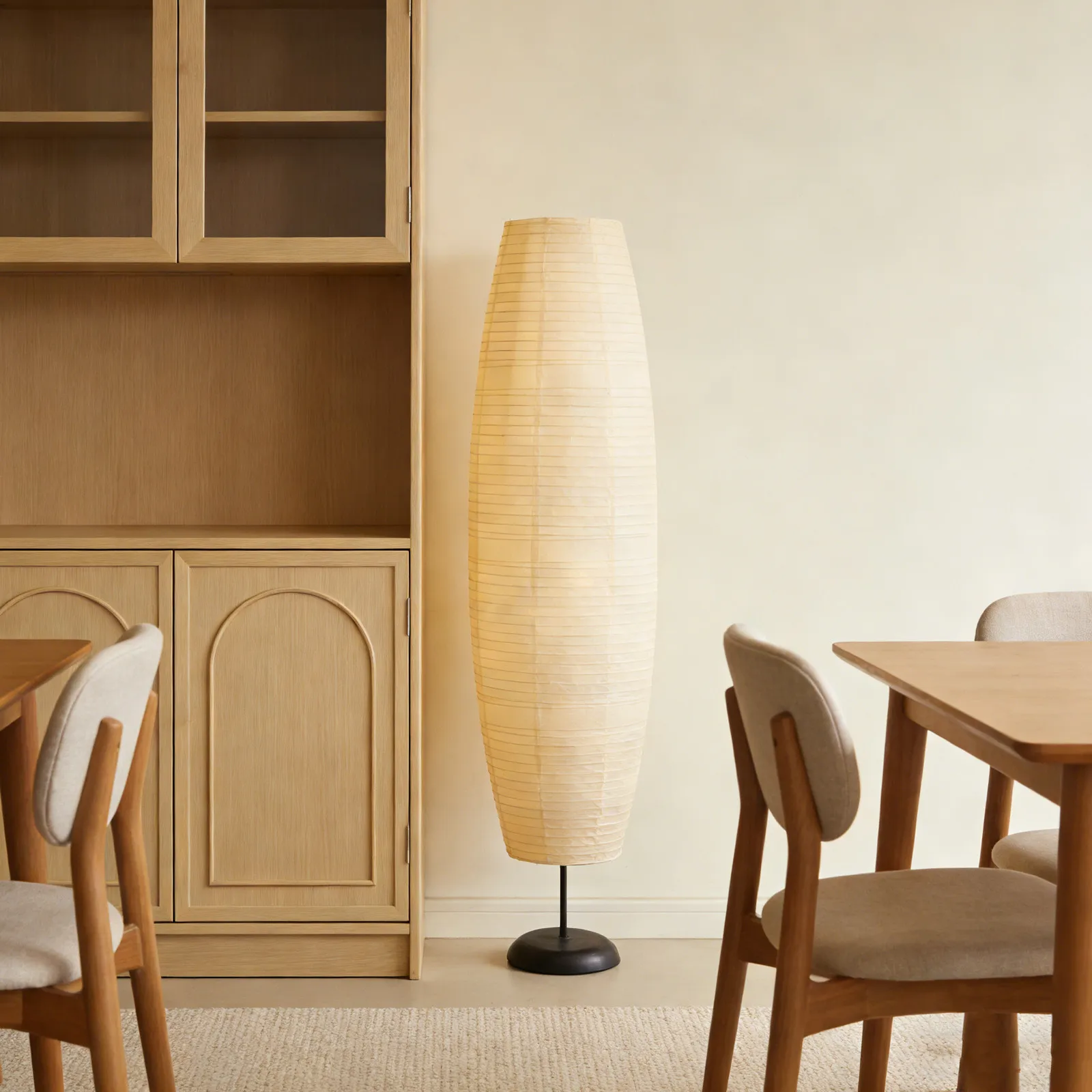36.6 Foldable Japanese Paper Lantern Floor Lamp Shade Replacement Tall Column Drum Lampshade for Living Room Bedroom Office