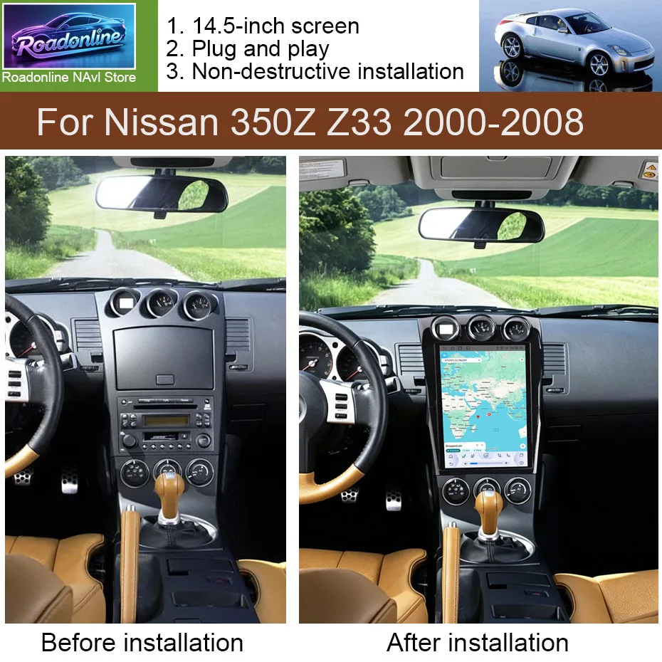 14.5INCH Android 16 Car Multimedia For Nissan 350Z Z33 2000-2008 Car Radio Wireless Carplay Stere GPS Navi Head Unit
