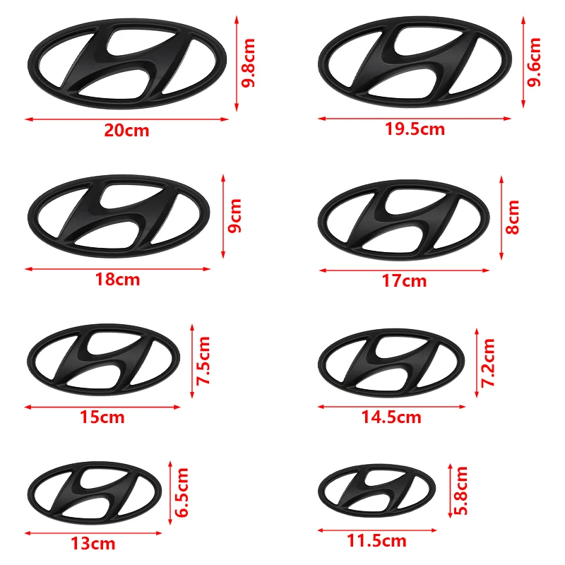 3D ABS Car front grille trunk Logo Sticker For Hyundai I10 Elantra Getz Sonata XG Terracan Tucson Coupe Trajet Matrix Emblem