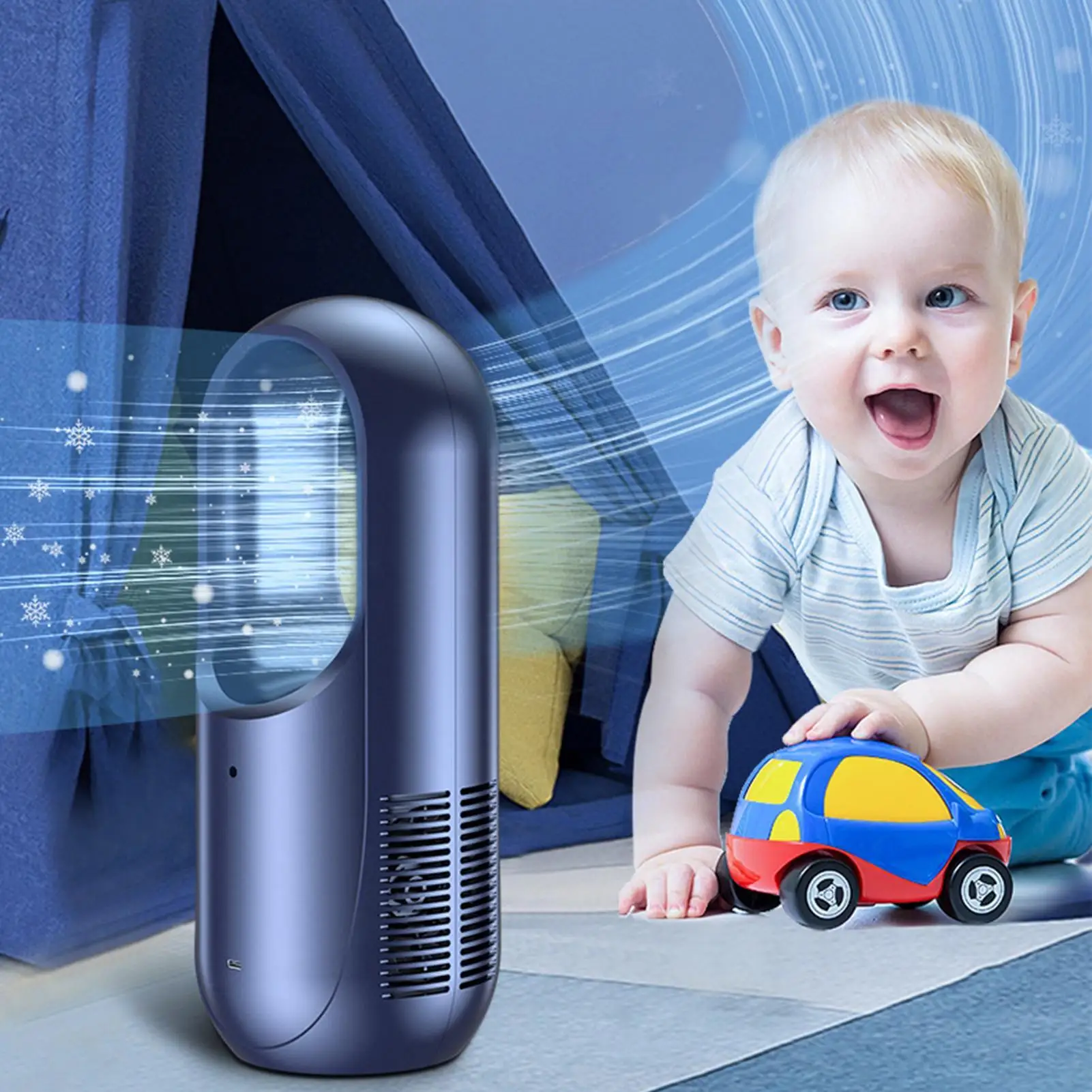 Bladeless Tower Fan Rechargeable Powerful Multifunctional Bladeless Personal Cooling Fan for Home Bedroom Living Room Office
