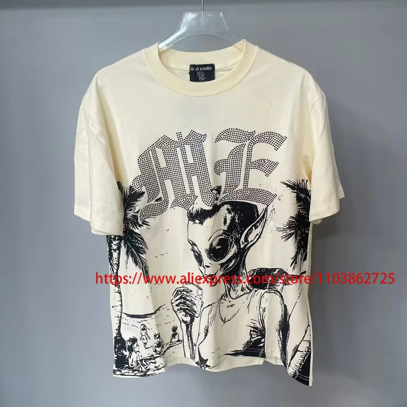 

Summer High Quality Loose Breathable MIXED EMOTION T-shirt Diamond Letter Print Casual Men Women Mixed Emotion Short Sleeve Tee