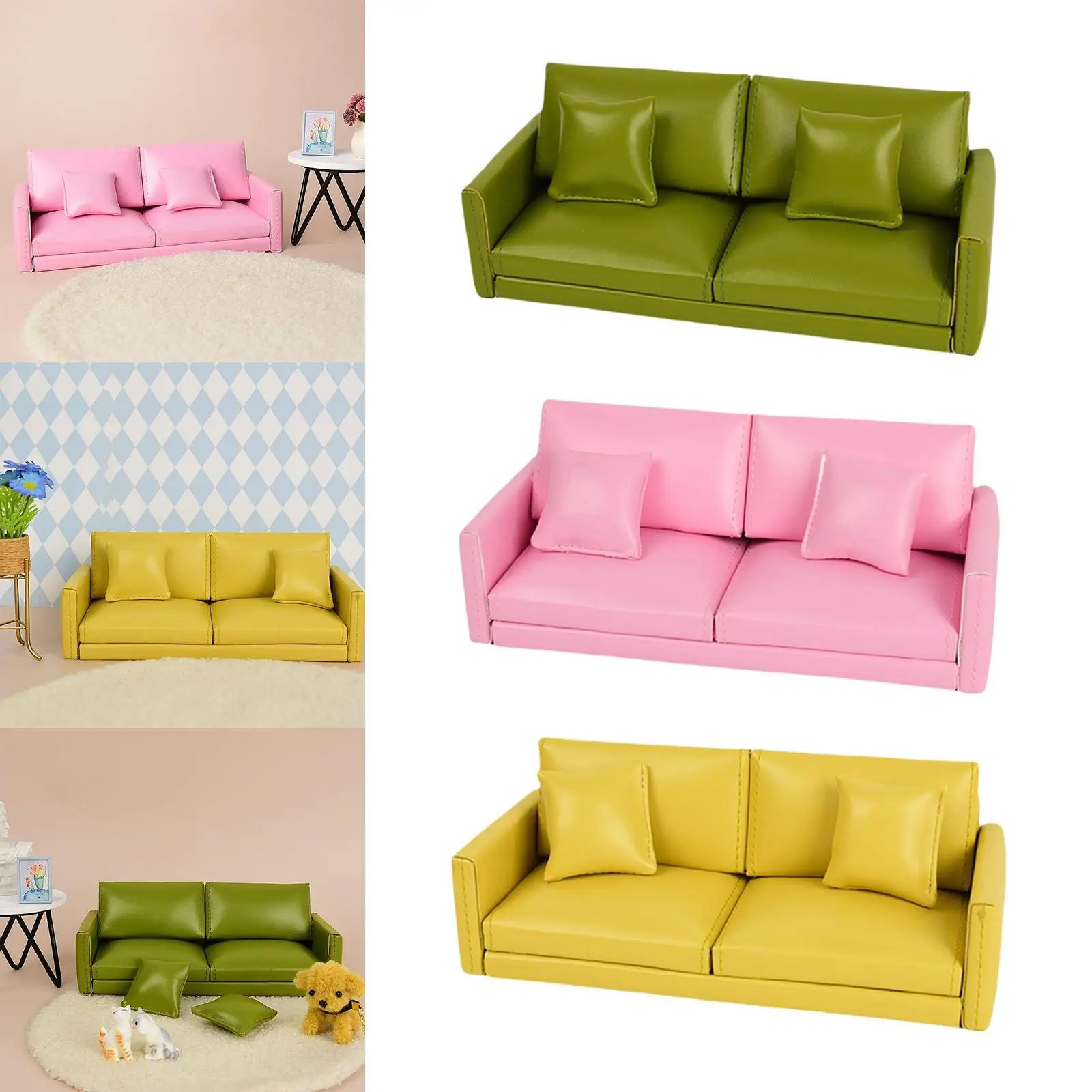 

1 :12 Scale Dollhouse Miniature Sofa for Scenery Supplies Decor Pretend Play