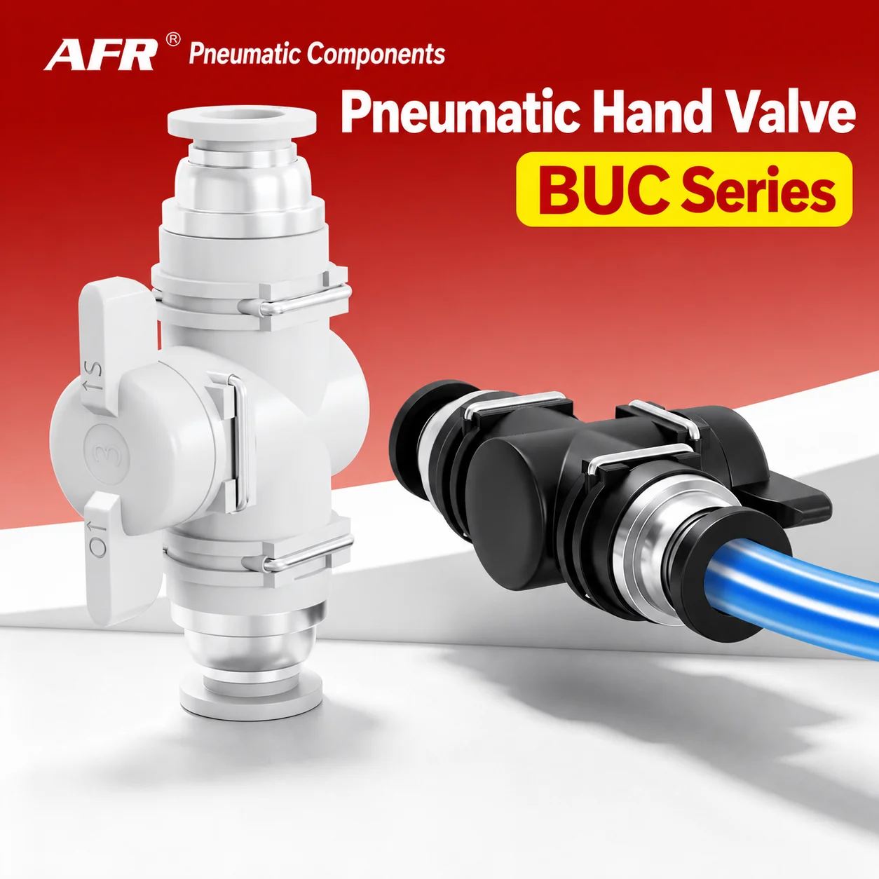 BUC Pneumatic Hand Valve Push In Straight Air Fitting Manual Ball Valve Quick Connector for PU Nylon Tube 4 6 8 10 12 14 16mm