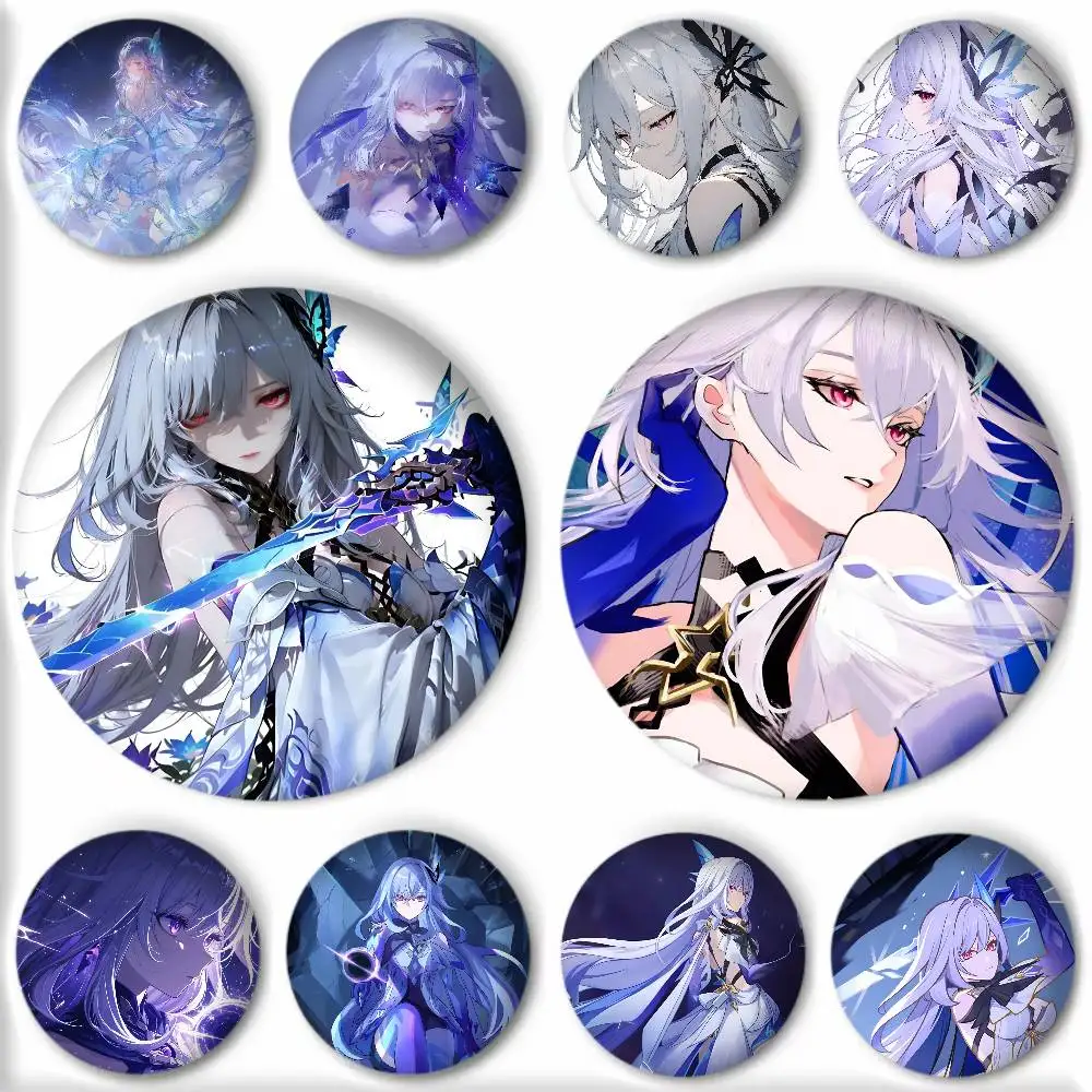 Game Anime Genshin Impact Skirk Badge Round Art Brooch Clothes Backpack Accessories Lapelnd Laserh