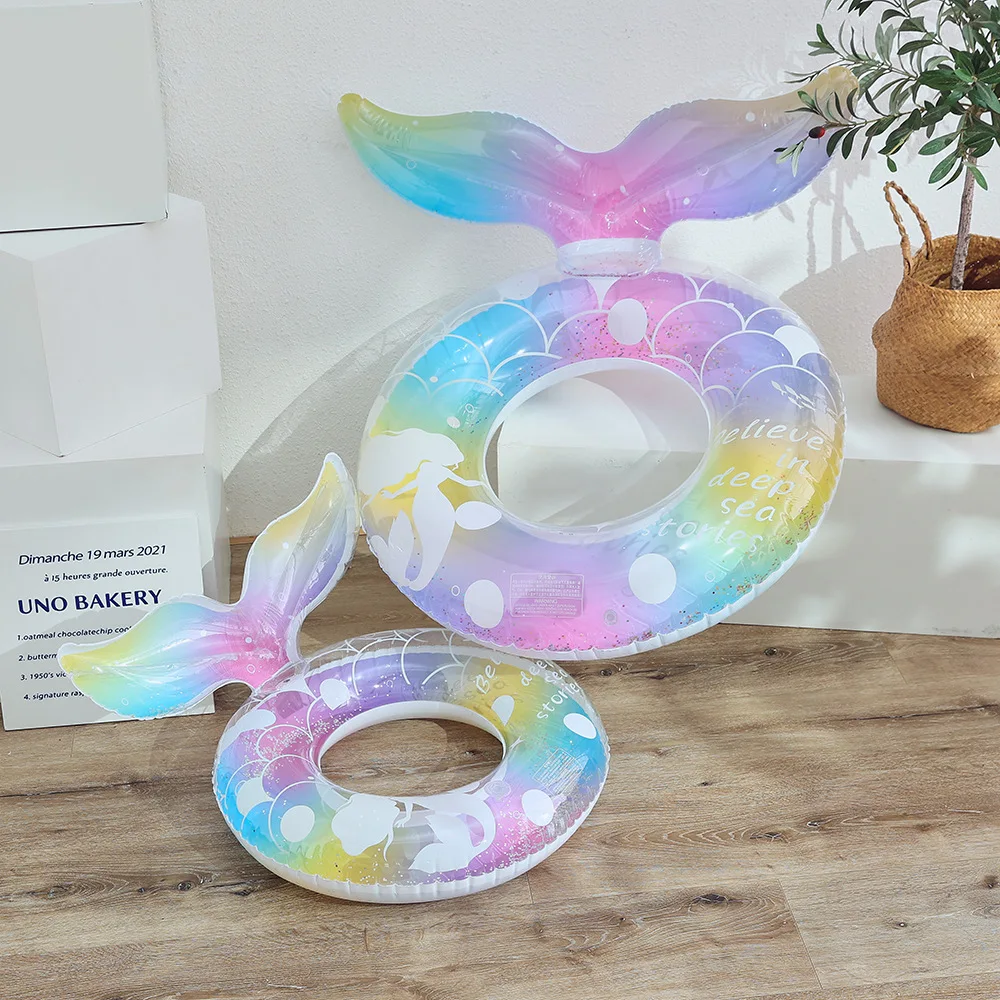 2026 Summer Kids Mermaid Tail Swim Ring Sequin Baby Seat Float With Pocket Beach Toy For Infants