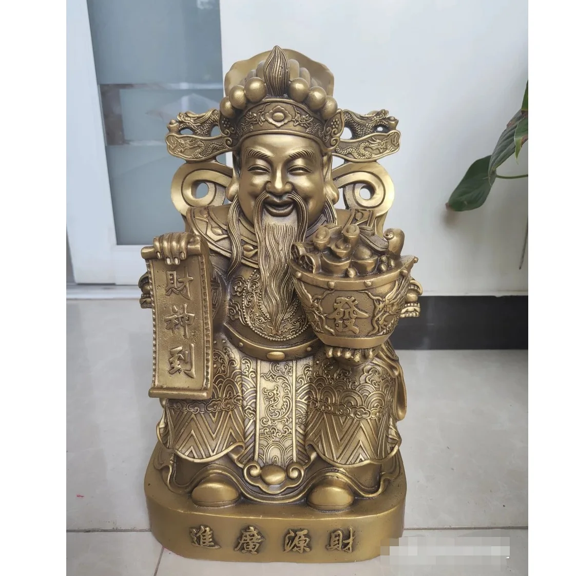 Asia Indonesia HOME SHOP Company Shrine High grade brass God of wealth Mammon CAI SHEN YE statue bring treasure money Good luck