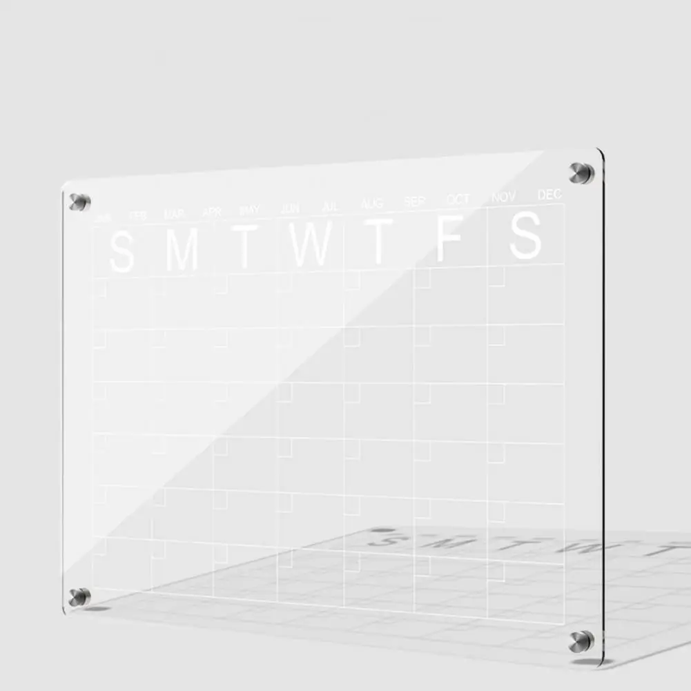 Calendario planificador tablero conveniente refrigerador acrílico reutilizable calendario pizarra blanca limpiar fácilmente imán de nevera magnético
