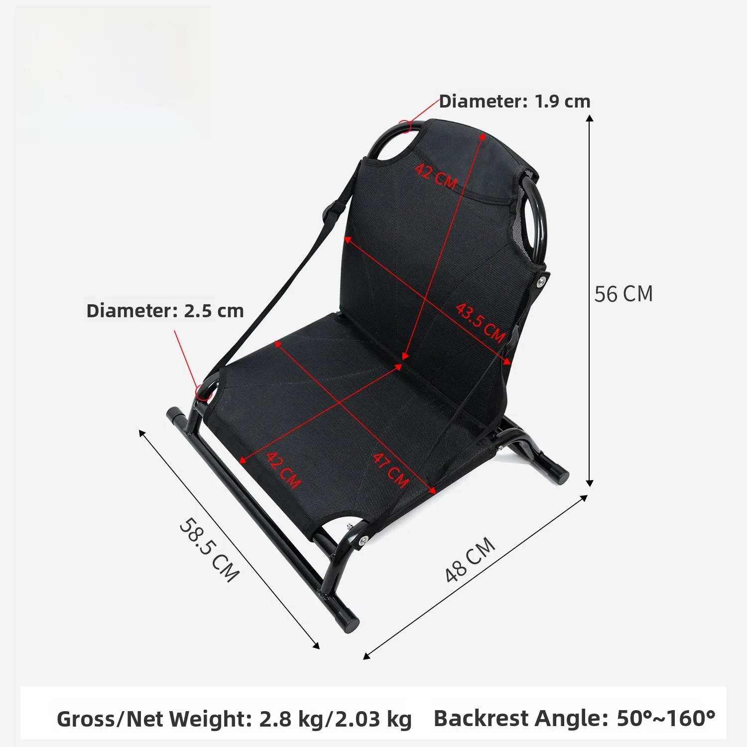 مقعد كاياك معدني قابل للتعديل كويتسو، كرسي صيد قابل للنفخ، معدات رياضات مائية للتخييم والسفر في الهواء الطلق #3
