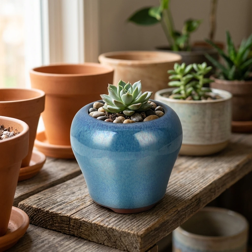 Ceramic Succulents Planter Small Desktop Flowerpot Decorative Bonsai Pot for Indoor Home Office Bedroom Countertop Decoration