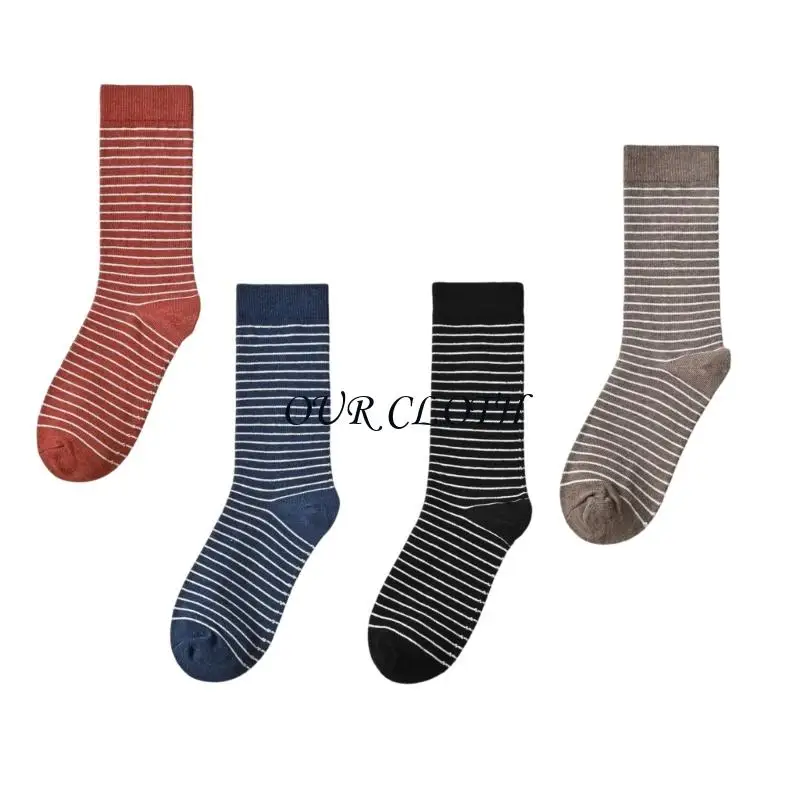 

Women's Cotton Blend Stripe Socks Nonslip Calf Length Comfortable Use Y1AC