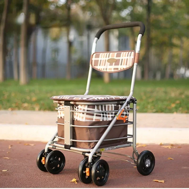 

Четырехколесные ходунки-роллаторы, легкие алюминиевые складные ходунки для покупок, роликовые ходунки для пожилых людей, ручная тележка