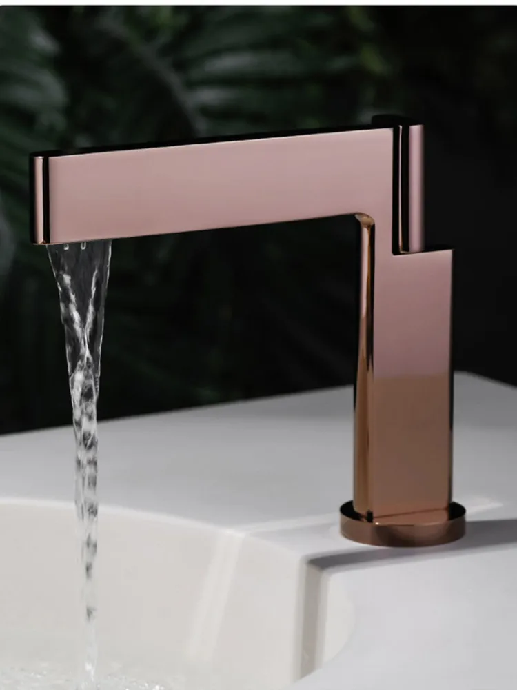 New Rose Gold Basin Faucet Hot Cold Bathroom Sink Mixer Brass Single Lever Lavatory Tap Unique DesignDecked